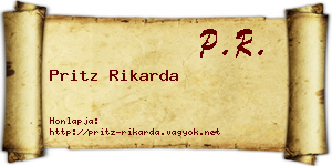 Pritz Rikarda névjegykártya